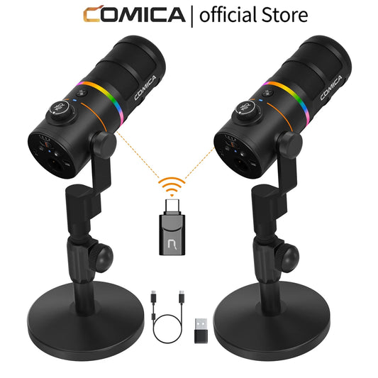 Wireless Microphone Computer Gaming Streaming with RGB Light for Streaming