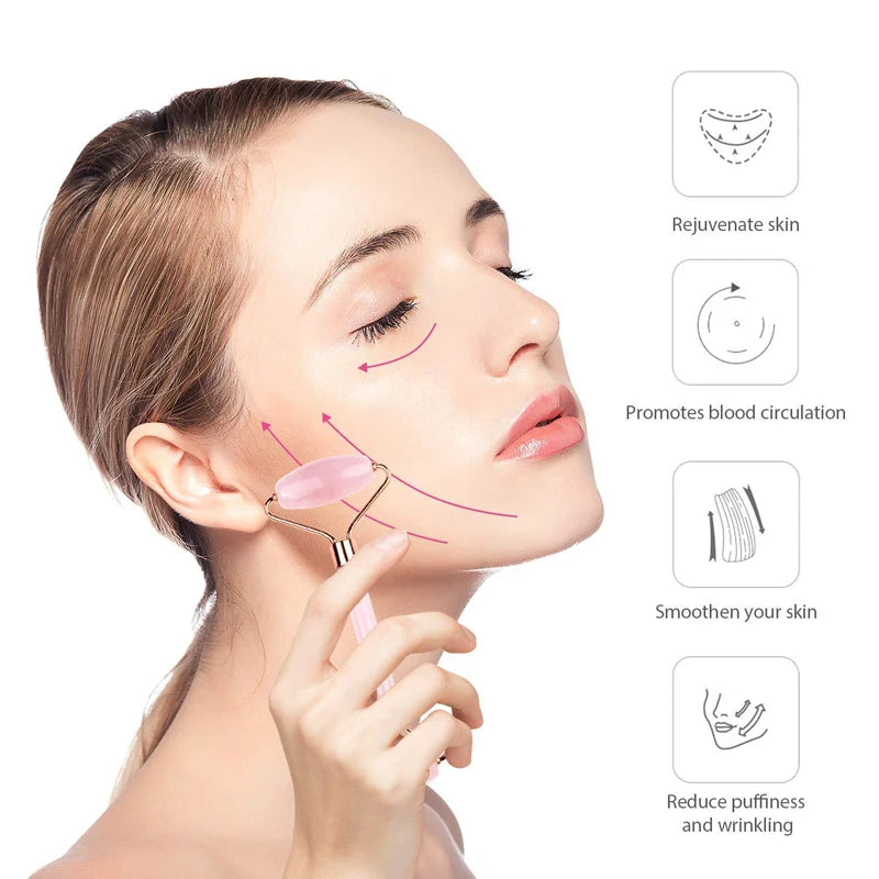 Natural Rose Quartz Jade Roller
