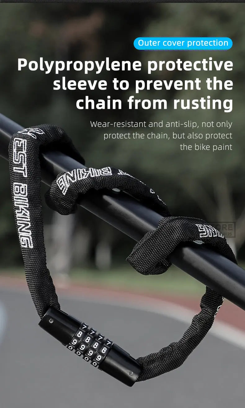 WEST BIKING Combination Bike Chain Lock