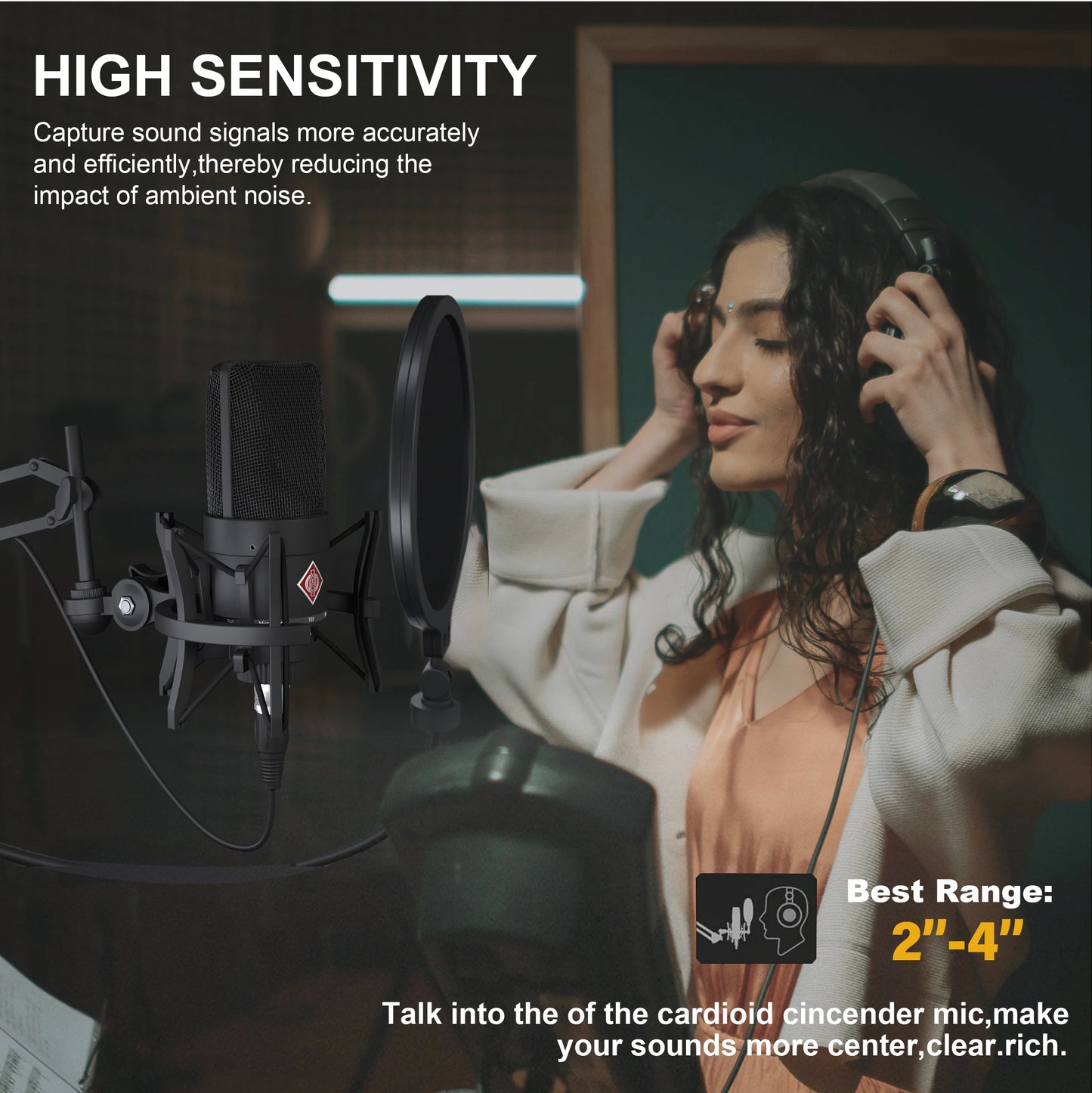 Professional Cardioid Studio Mic for Recording, Podcasting
