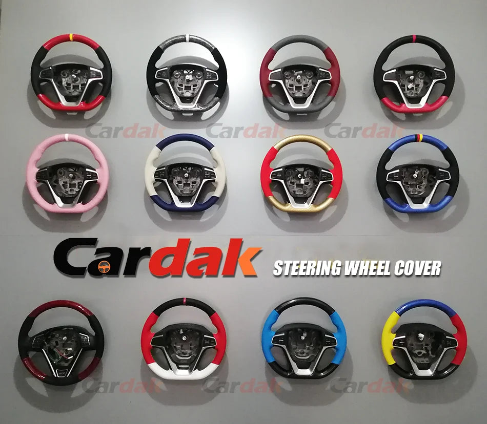 Hand-stitched Full Black Leather Car Steering Wheel Cover for BMW