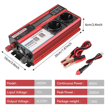 4000W 3000W Power Inverter DC 12V To AC 220V 230V Transformer