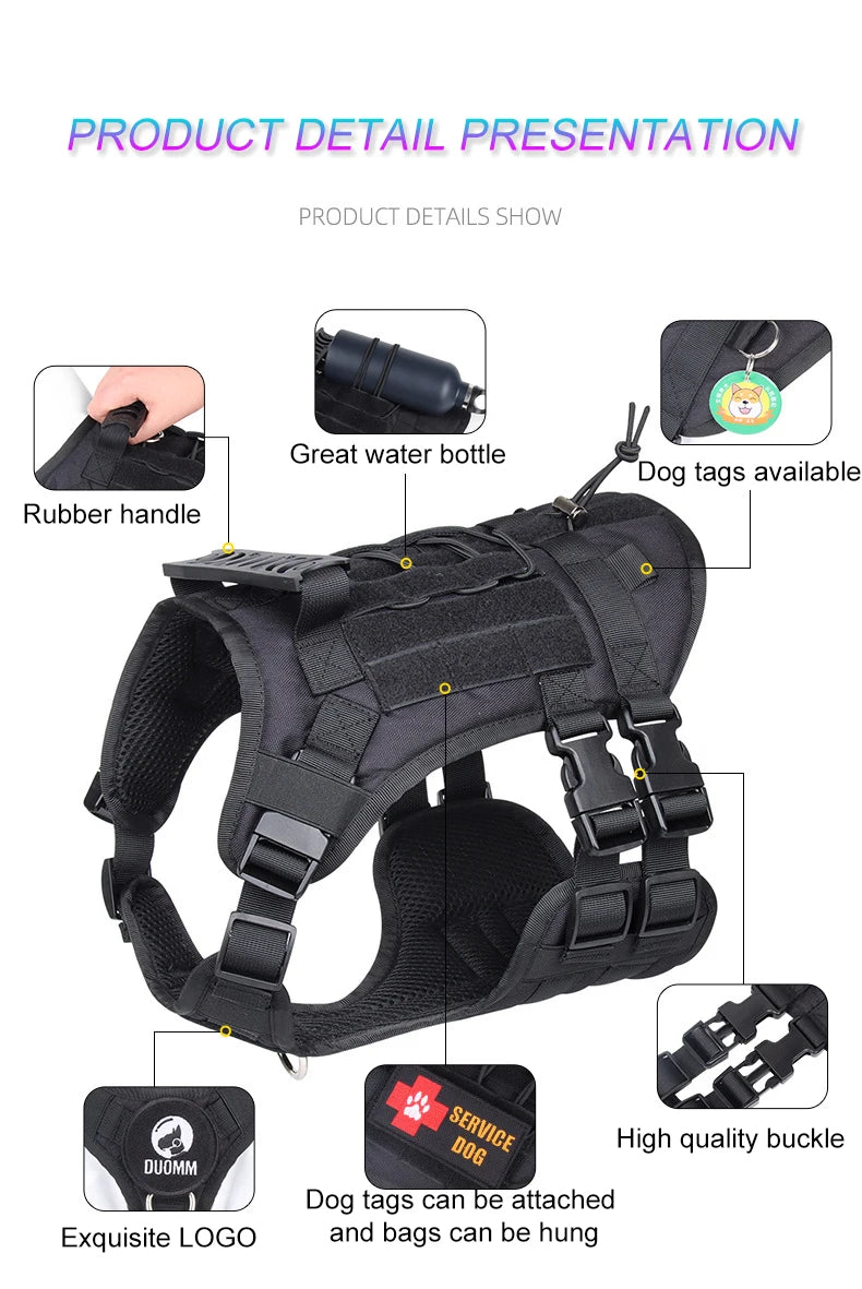 Tactical Dog Harness with Handle and Leash Military