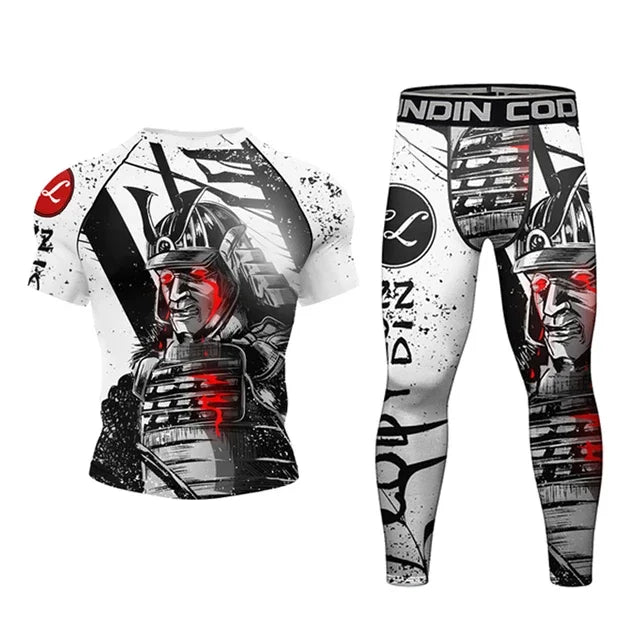 New Men Rashguard MMA T-shirt +Pants