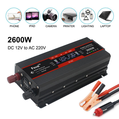 2600W/4000W Car Inverter DC12V AC220V Power Inversor LED Display