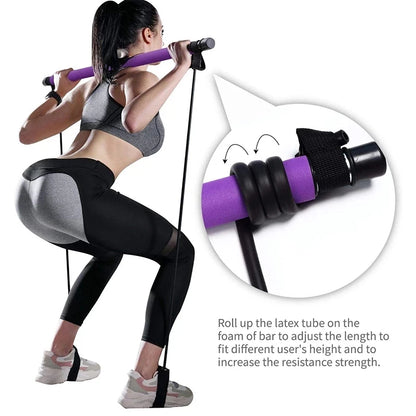 Yoga Pilates Bar Stick with Resistance Band