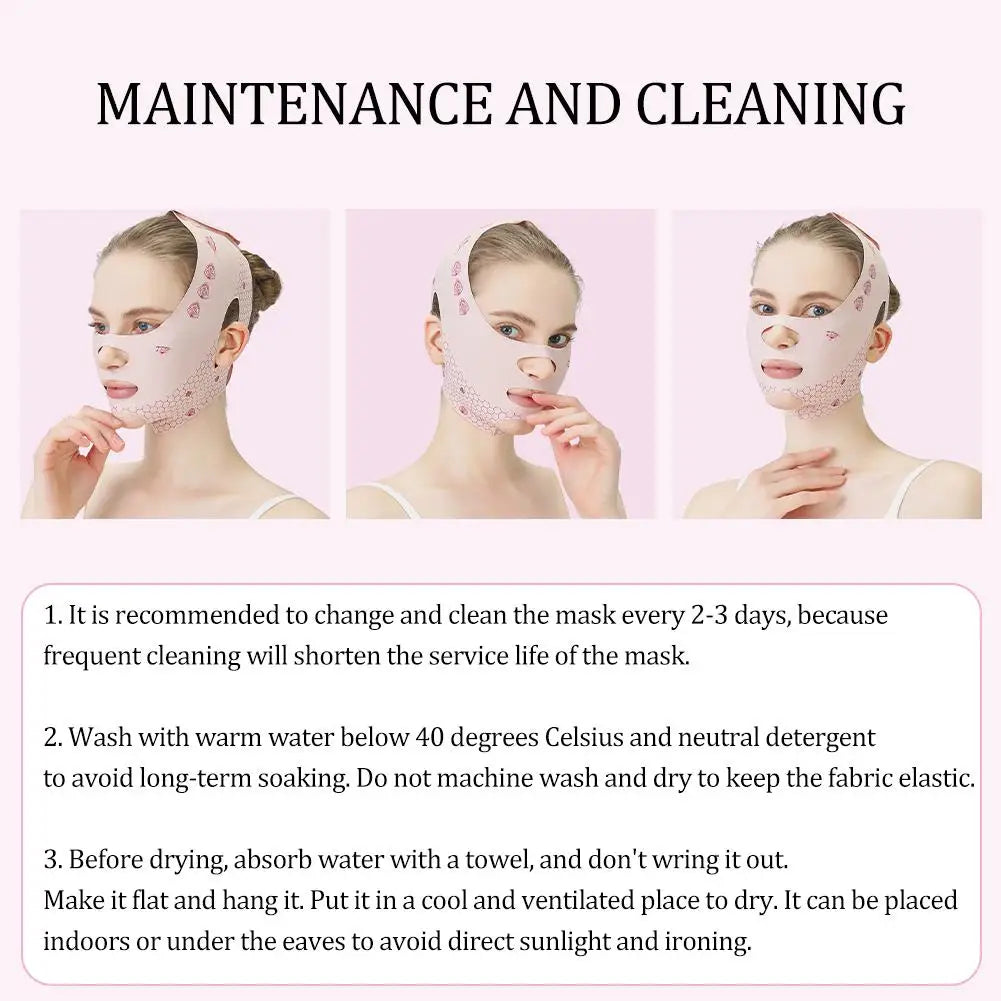 Pink Face Lift Bandage With Full Face Mask