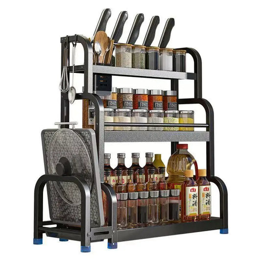 Kitchen Storage Rack Seasoning Household Knife Jar Organizer Shelves