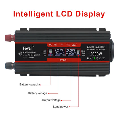 2600W/4000W Car Inverter DC12V AC220V Power Inversor LED Display