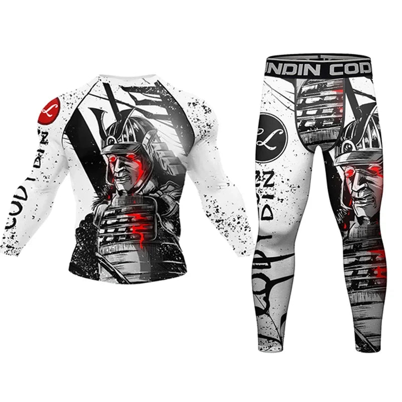 New Men Rashguard MMA T-shirt +Pants