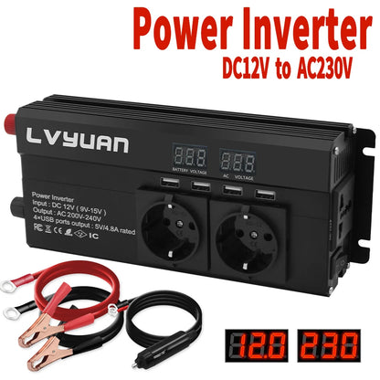2600W/4000W Car Inverter DC12V AC220V Power Inversor LED Display