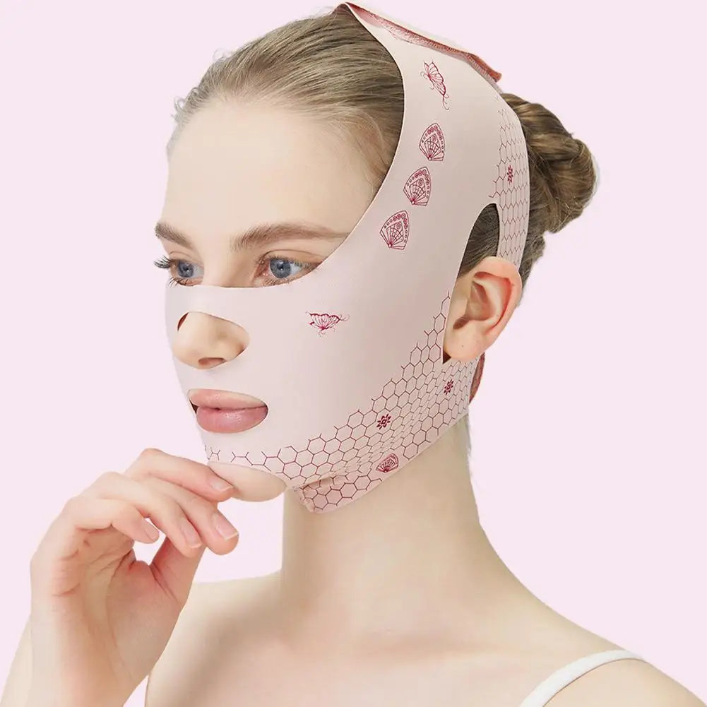 Pink Face Lift Bandage With Full Face Mask