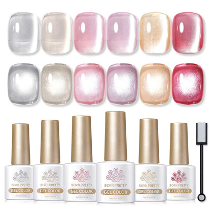BORN PRETTY 6pcs/set Cat Magnetic Gel Nail
