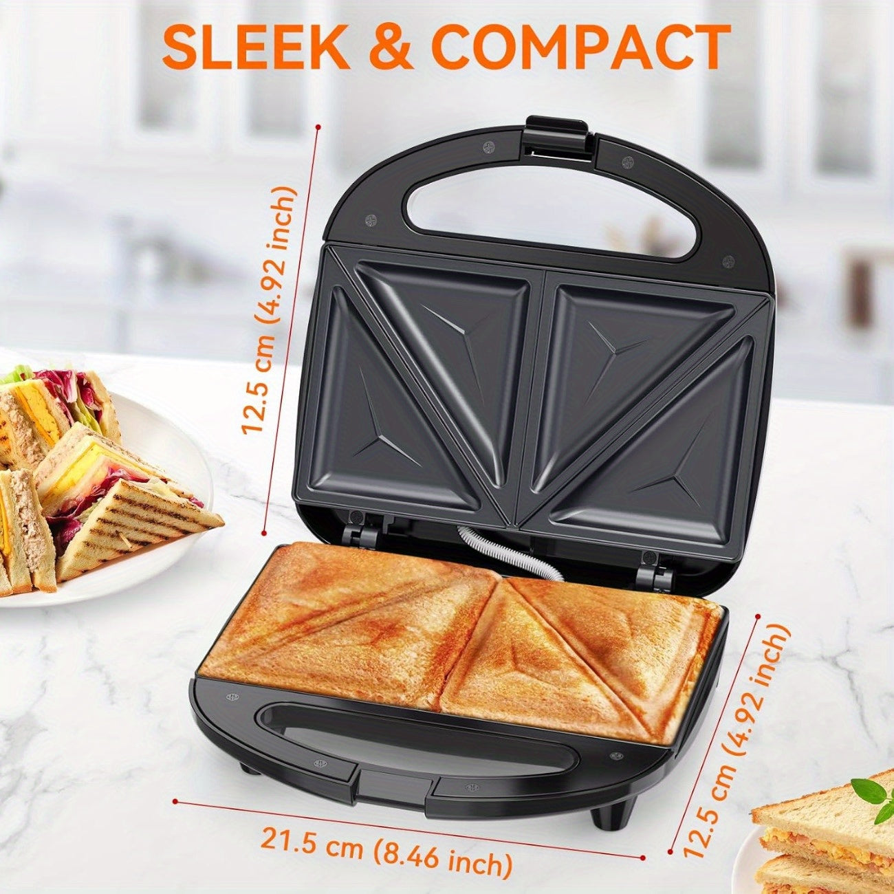 Snailar 2 Slice Sandwich Toaster with Triangle Plates - Krass Market